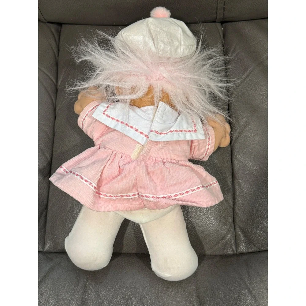 Russ Berrie Vintage Troll Doll Pink Corduroy Sailor‎ Dress Soft Body Plush 2319